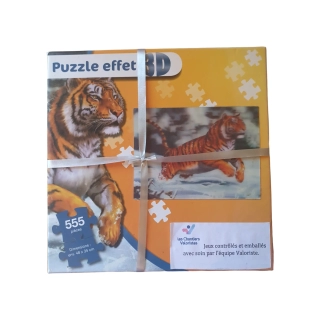 Puzzle d'occasion 555 pièces effet 3D tigre - Dès 6 ans - Recyclerie Drumettaz